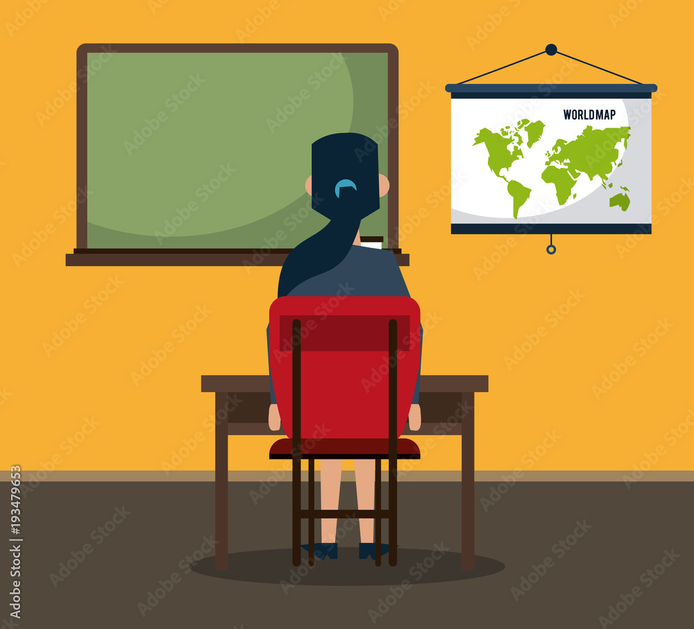 Student seated in classroom vector illustration graphic design Student seated in classroom vector illustration graphic design