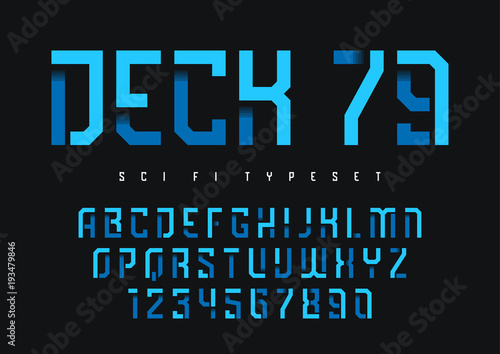 Deck 79 vector futuristic industrial display typeface design, al