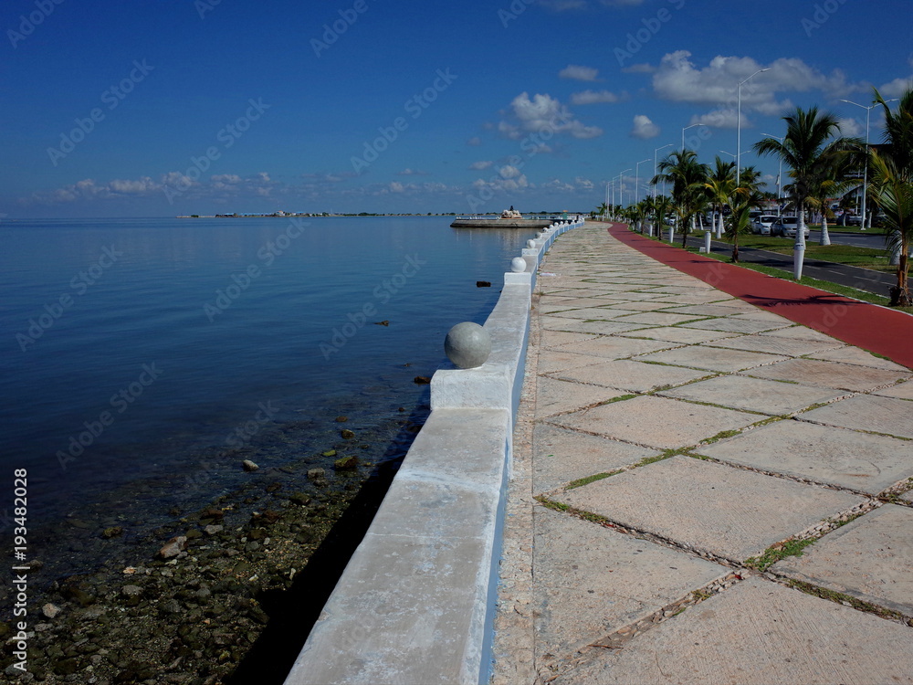 The shorefront promenade of the walled city of Campeche in Mexico The shorefront promenade of the walled city of Campeche in Mexico