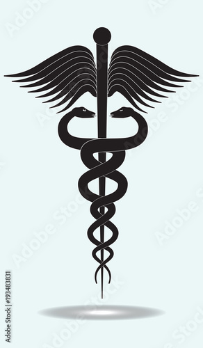 Symbol of modern medicine - The Caduceus Of Hermes - isolated on white background - vector art illustration