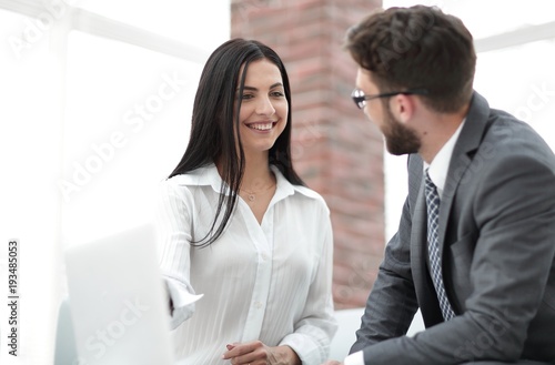Wallpaper Mural close-up of company employees communicating in the office Torontodigital.ca