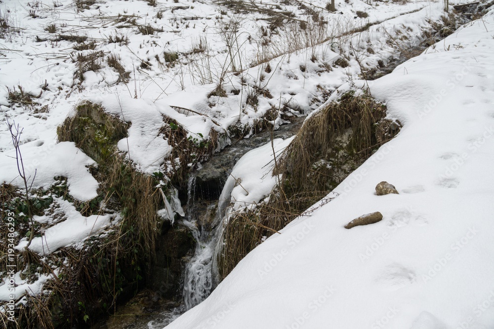 Frozen river. Slovakia Frozen river. Slovakia