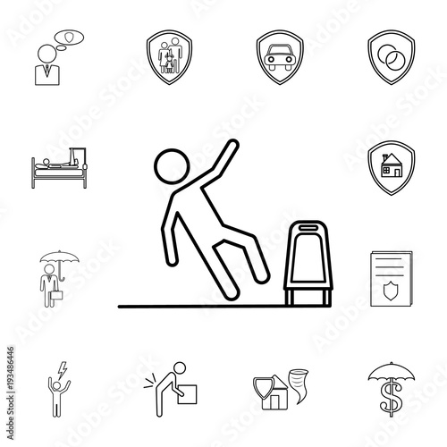 slippery floor line icon.Element of popular Insuarance icon. Premium quality graphic design. Signs, symbols collection icon for websites, web design,
