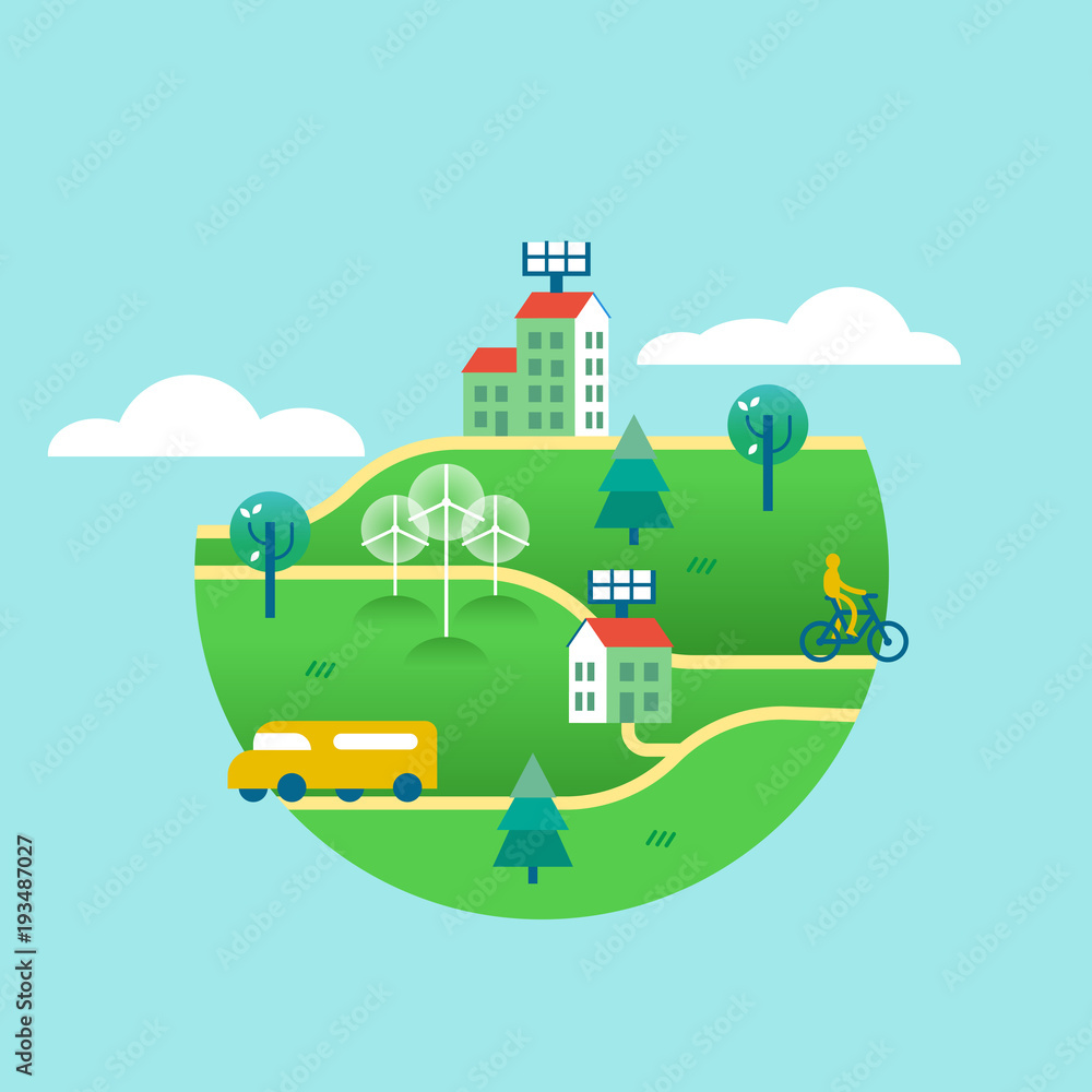 Fototapeta premium Eco friendly green world concept with clean energy