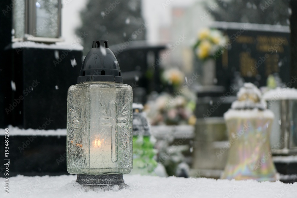Cemetery covered by snow in winter. Slovakia Cemetery covered by snow in winter. Slovakia