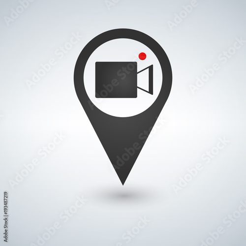 Map pointer with cinema ico...
