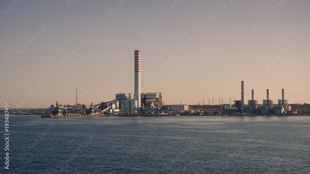 The ENEL Tower of Torrevaldaliga Nord is a coal-fired power plant with a total capacity of 1980 MW.