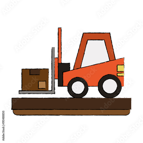 Forklift loading box icon vector illustration graphic design