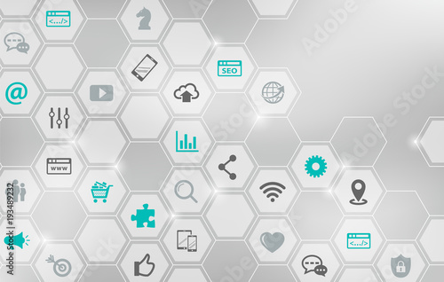 online marketing / social media marketing / SEO vector illustration