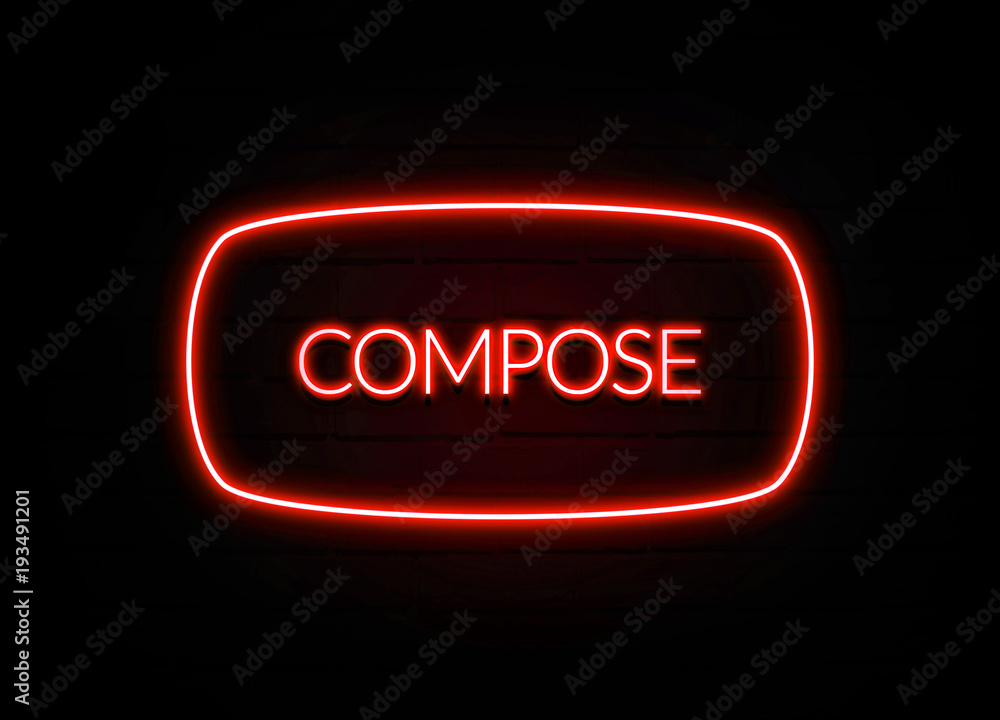 Compose neon sign on brick wall background. Compose neon sign on brick wall background.