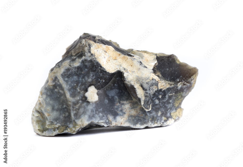 Black flint stone isolated on white background Black flint stone isolated on white background