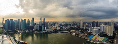 Singapore city skyline at Marina Bay view from Singapore Flyer at night © Denis Zaporozhtsev