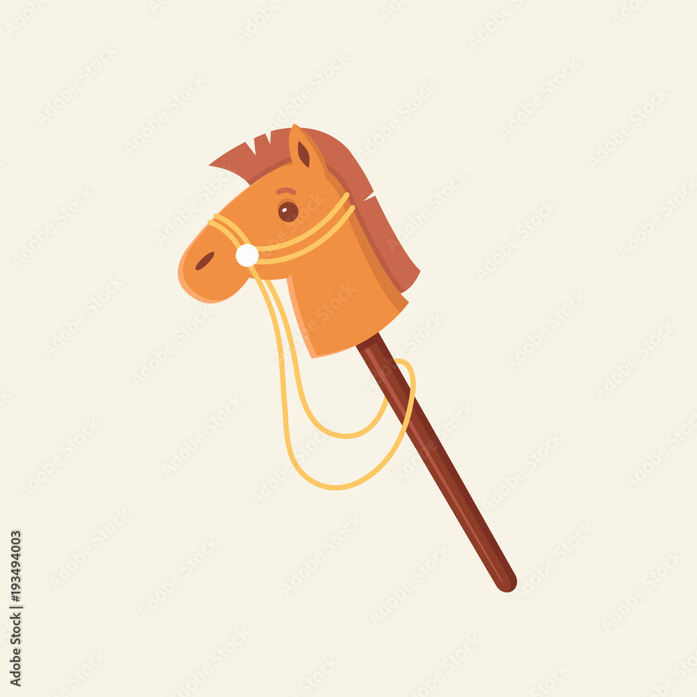 Stick horse children toy vector flat illustration Stick horse children toy vector flat illustration