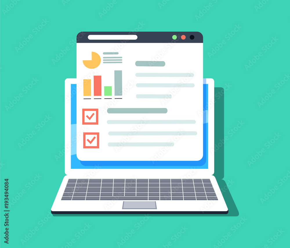 Flat vector illustration of web and application optimization, programming and analytics Flat vector illustration of web and application optimization, programming and analytics