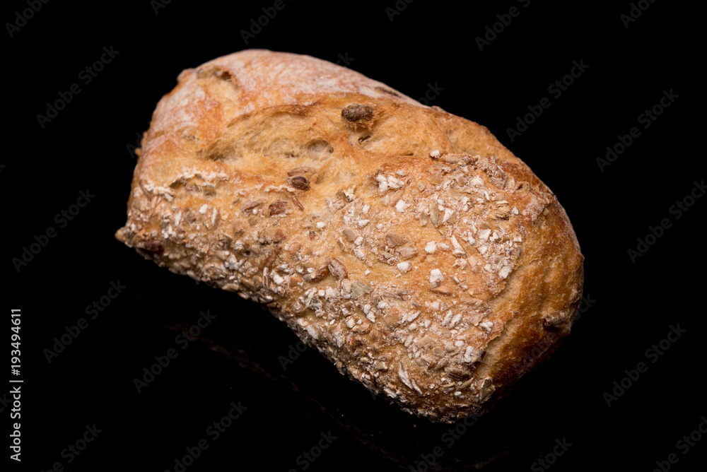 bread roll, bread on a black background, isolated bread roll, bread on a black background, isolated