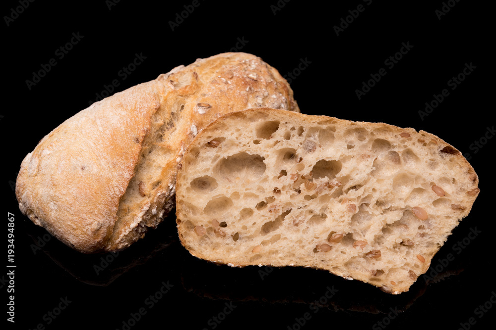 bread roll, bread on a black background, isolated bread roll, bread on a black background, isolated