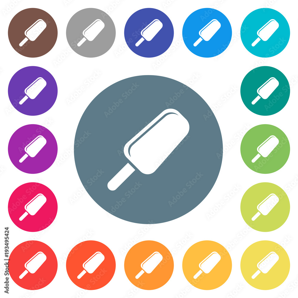 Ice lolly flat white icons on round color backgrounds Ice lolly flat white icons on round color backgrounds