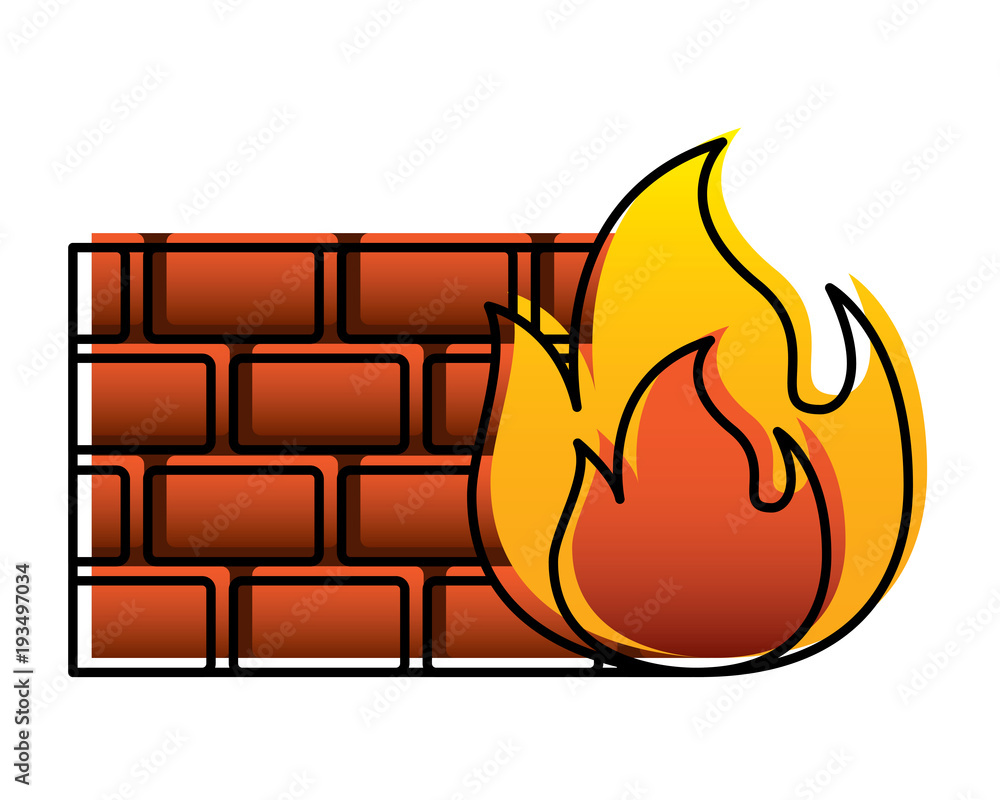 brick wall on fire flame burning vector illustration brick wall on fire flame burning vector illustration