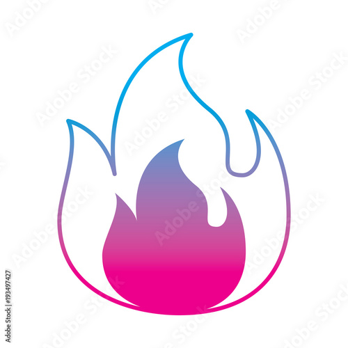 fire flame burning danger hot image vector illustration degrade color line graphic