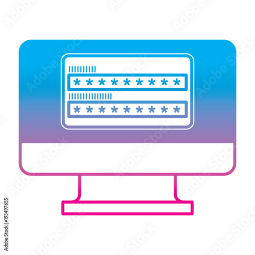 screen computer password login access vector illustration degrade color line graphic