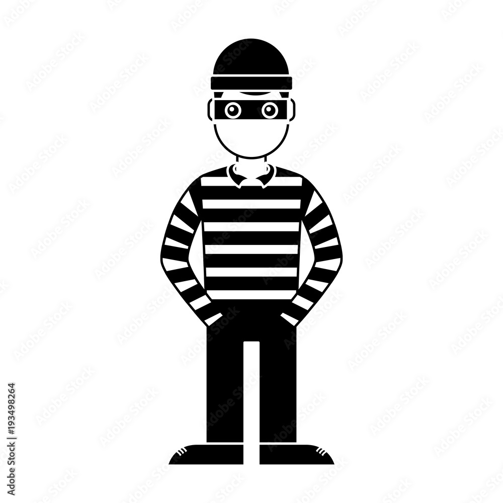hacker male character with mask and striped shirt vector illustration hacker male character with mask and striped shirt vector illustration