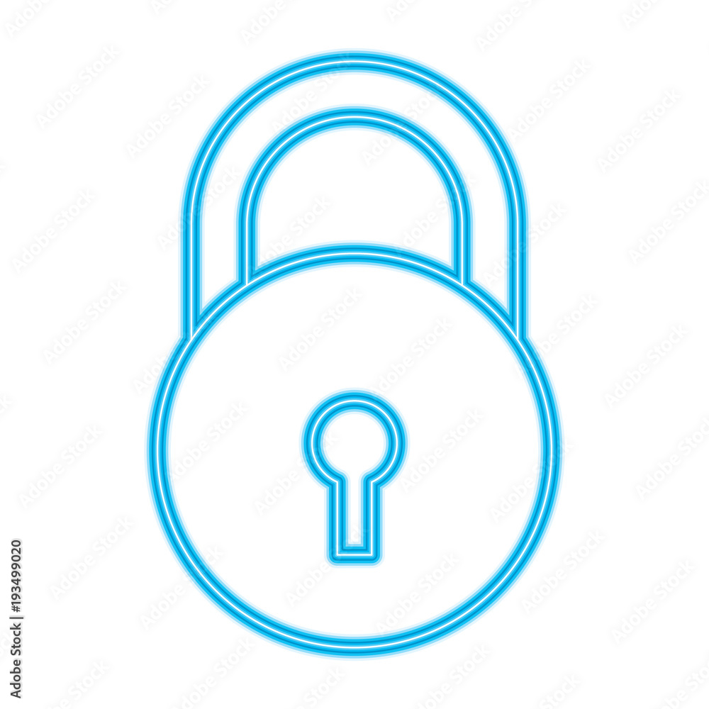 close padlock security protection data cyber safety vector illustration blue neon line image close padlock security protection data cyber safety vector illustration blue neon line image