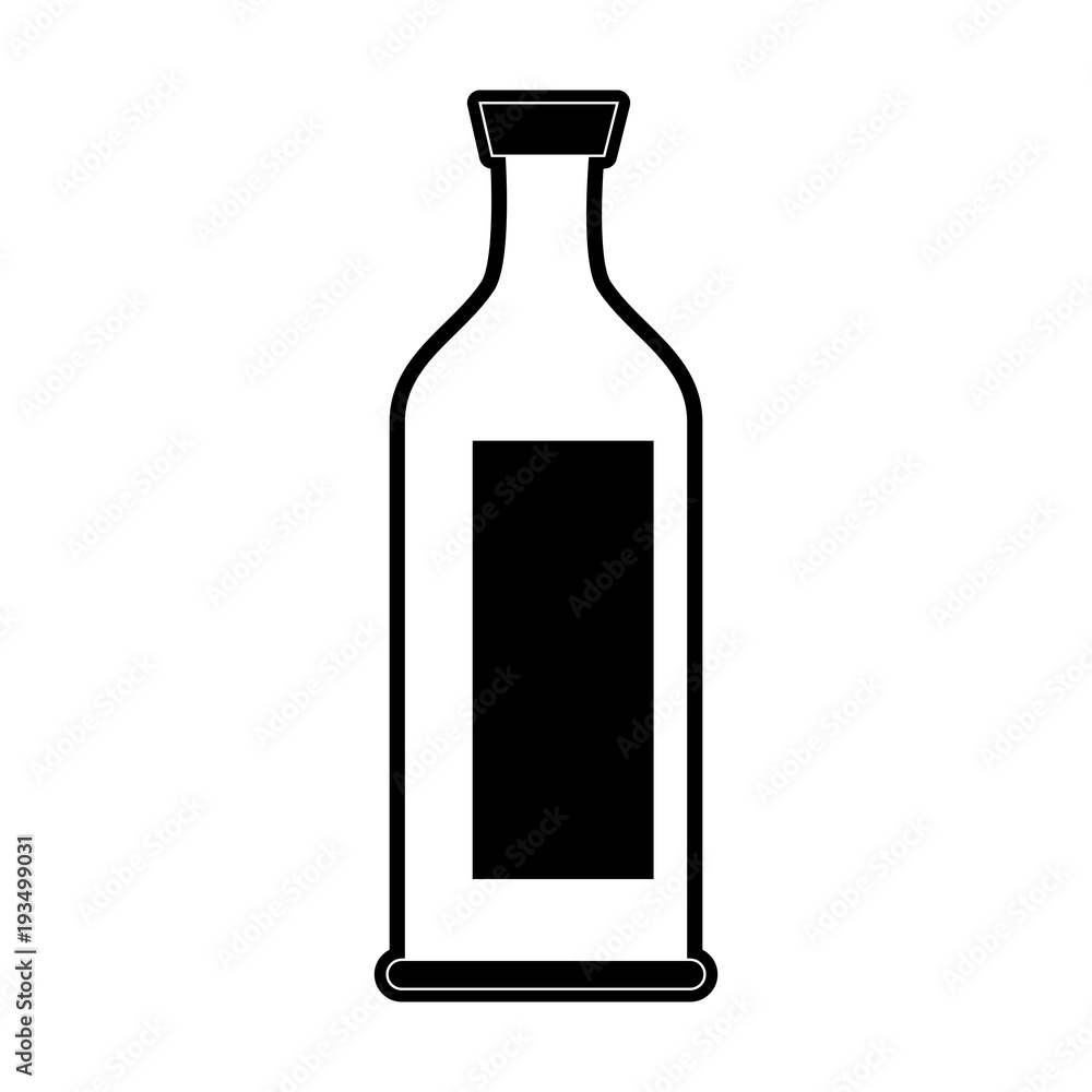 liquor bottle with blank label icon image vector illustration design  black and white