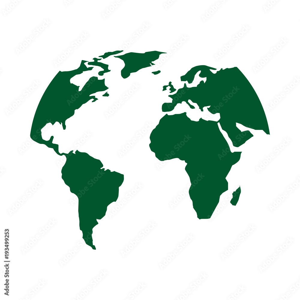 silhouette world map location planet vector illustration