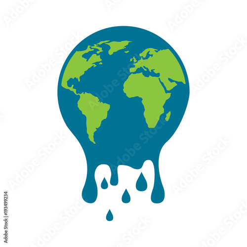 melting globe planet earth warming environment concept vector illustration