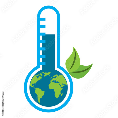 earth planet inside thermometer leaves environment warning symbol vector illustration