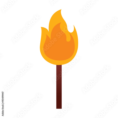 fire stick burn hot flame icon vector illustration