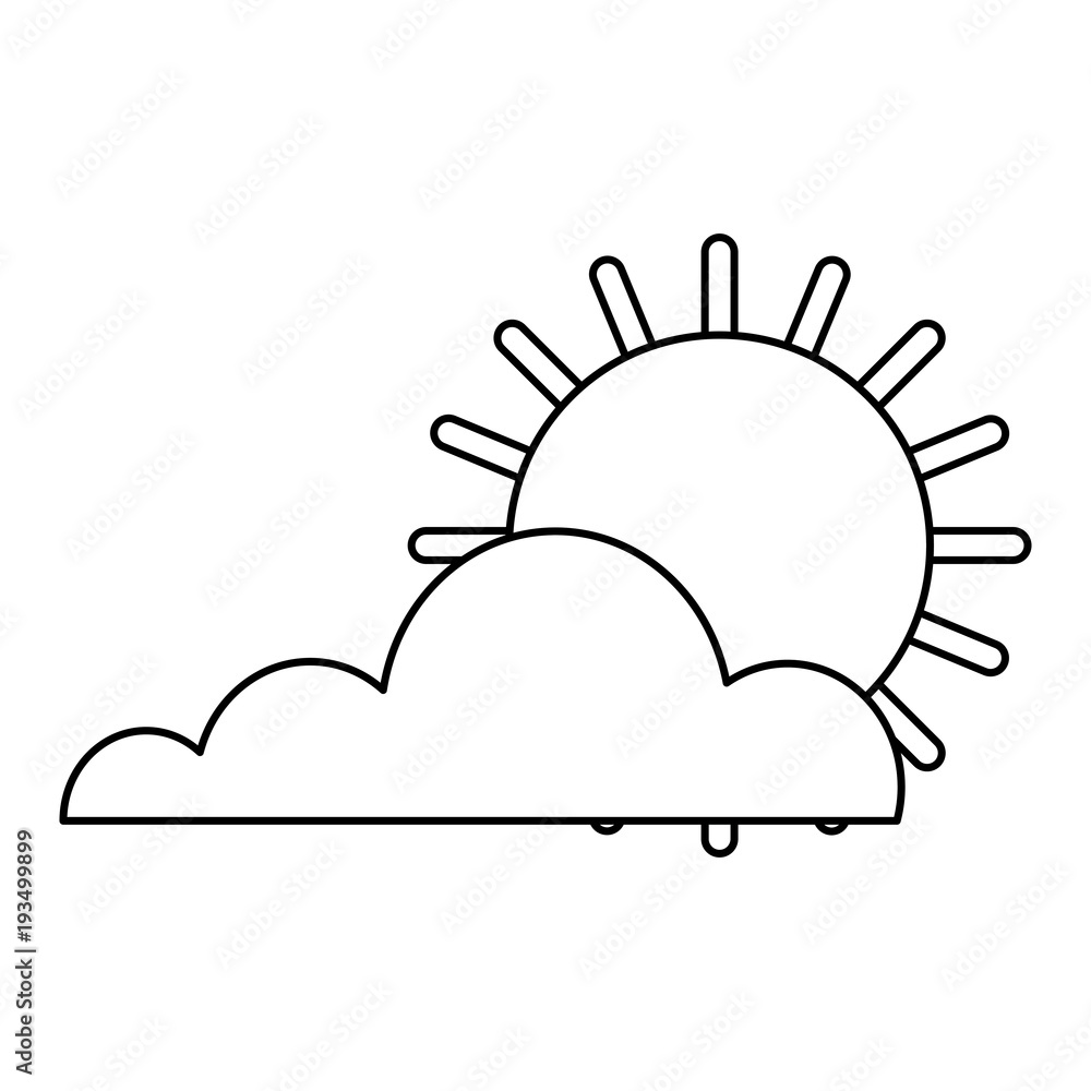 sun cloud weather summer hot forecast vector illustration outline graphic sun cloud weather summer hot forecast vector illustration outline graphic