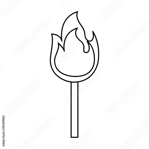 fire stick burn hot flame icon vector illustration outline graphic