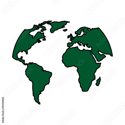 silhouette world map location planet vector illustration