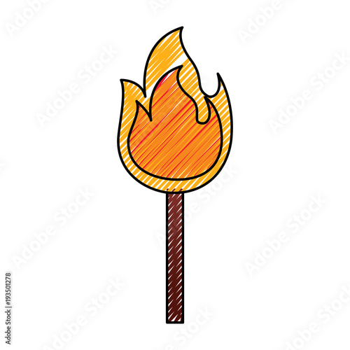 fire stick burn hot flame icon vector illustration drawing graphic
