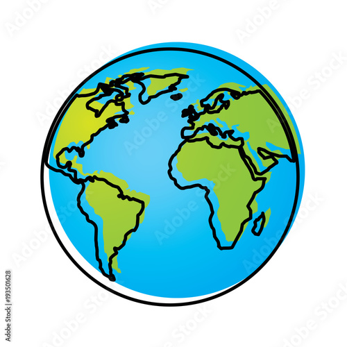globe world earth planet map icon vector illustration photo