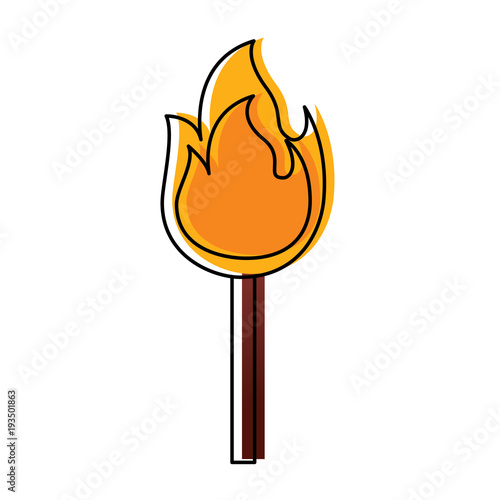 fire stick burn hot flame icon vector illustration