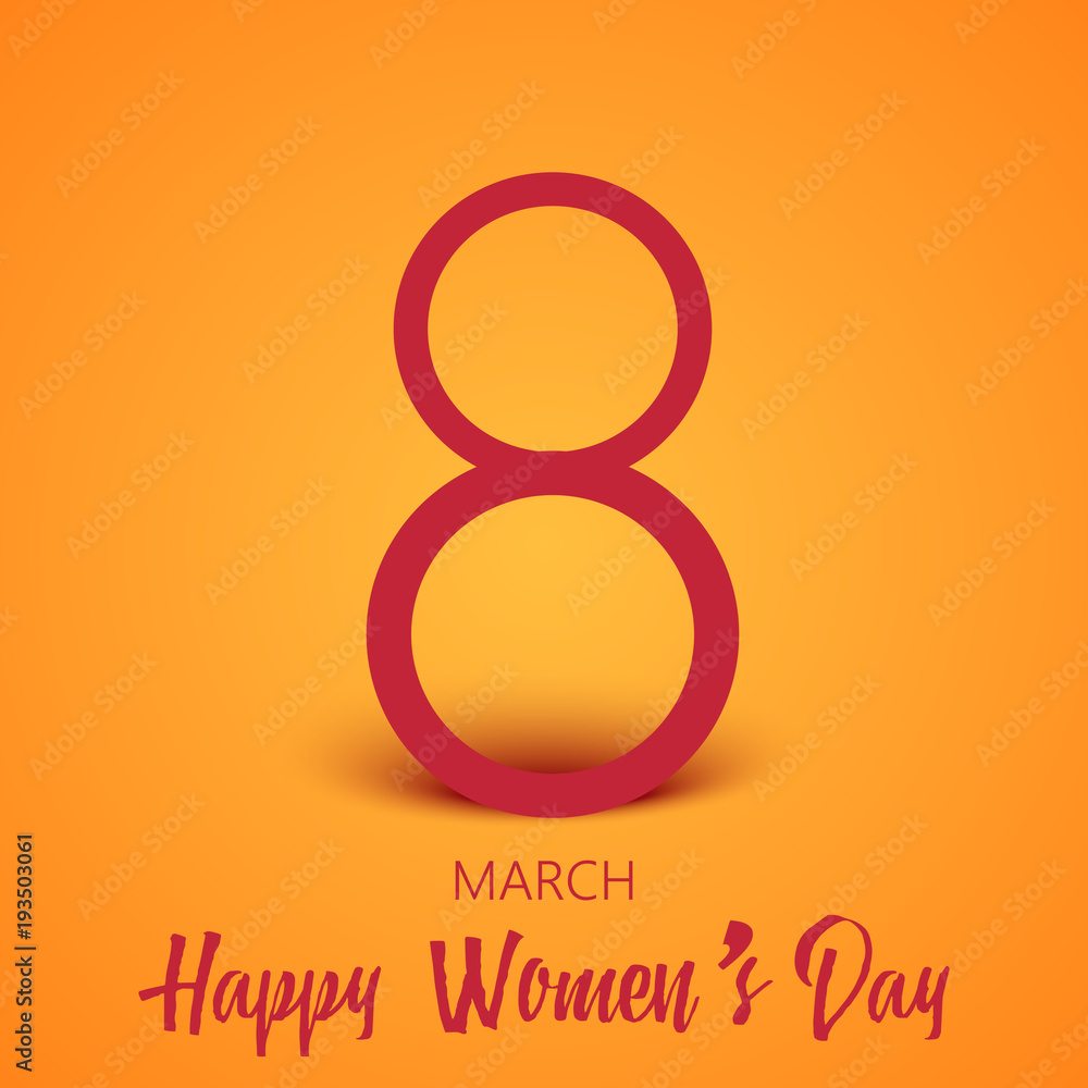 8 March greeting card with red hand written text. Happy Women's Day. Vector. 8 March greeting card with red hand written text. Happy Women's Day. Vector.