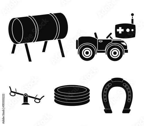 Machine for radio control, tunnel, trampoline, swing. Playground set collection icons in black style vector symbol stock illustration web.