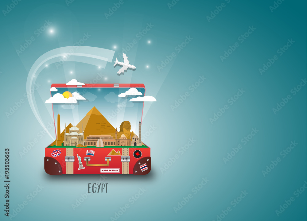 Egypt Landmark Global Travel And Journey paper background. Vector Design Template.used for your advertisement, book, banner, template, travel business or presentation.