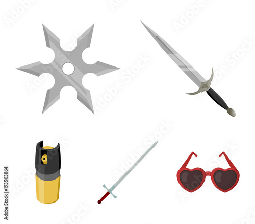Sword, two-handed sword, gas balloon, shuriken. Weapons set collection icons in cartoon style vector symbol stock illustration web.