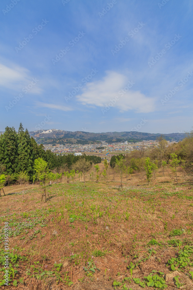 春の坂戸山から見た風景