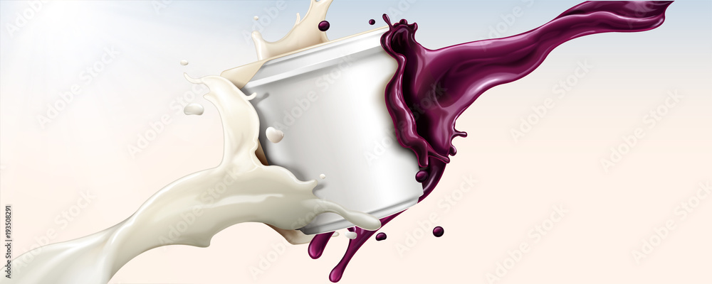 Splashing milk and juice - obrazy, fototapety, plakaty 
