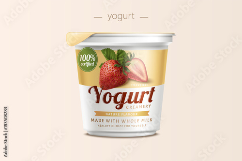 Strawberry yogurt package design photo