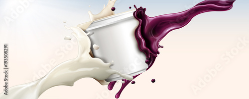 Splashing milk and juice