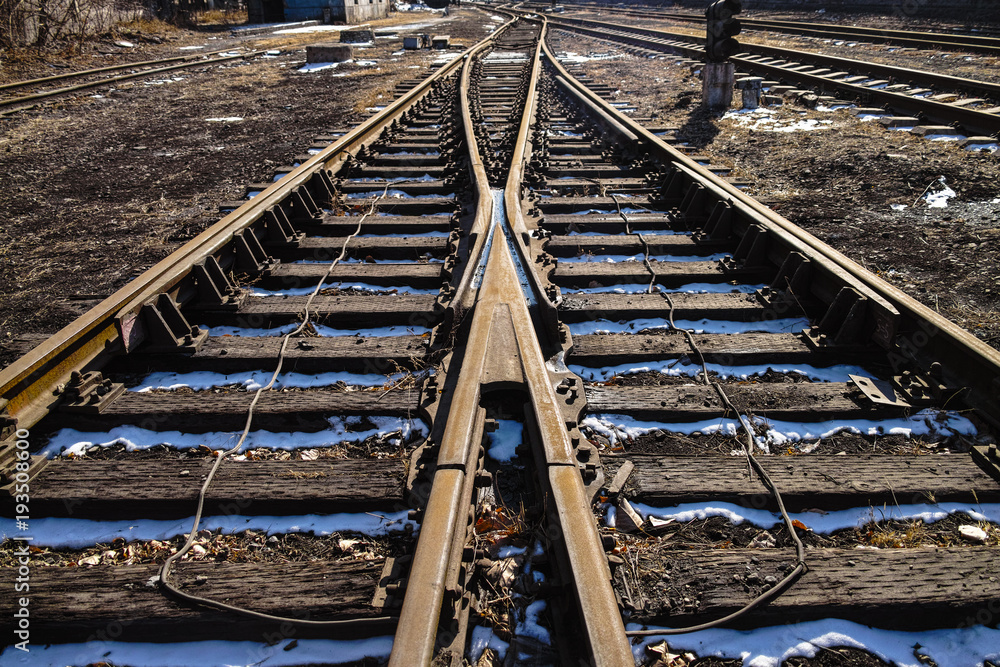Fototapeta premium Rusted railway in outside
