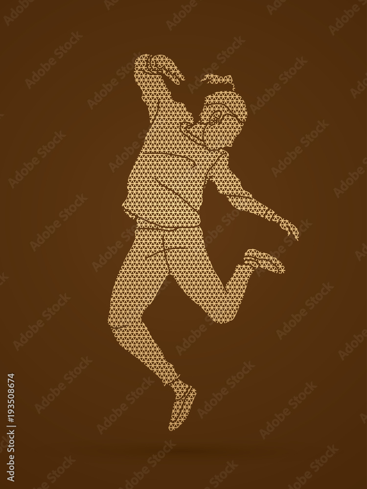 Street dance, B boys dance, Hip Hop Dancing action designed using geometric pattern graphic vector Street dance, B boys dance, Hip Hop Dancing action designed using geometric pattern graphic vector