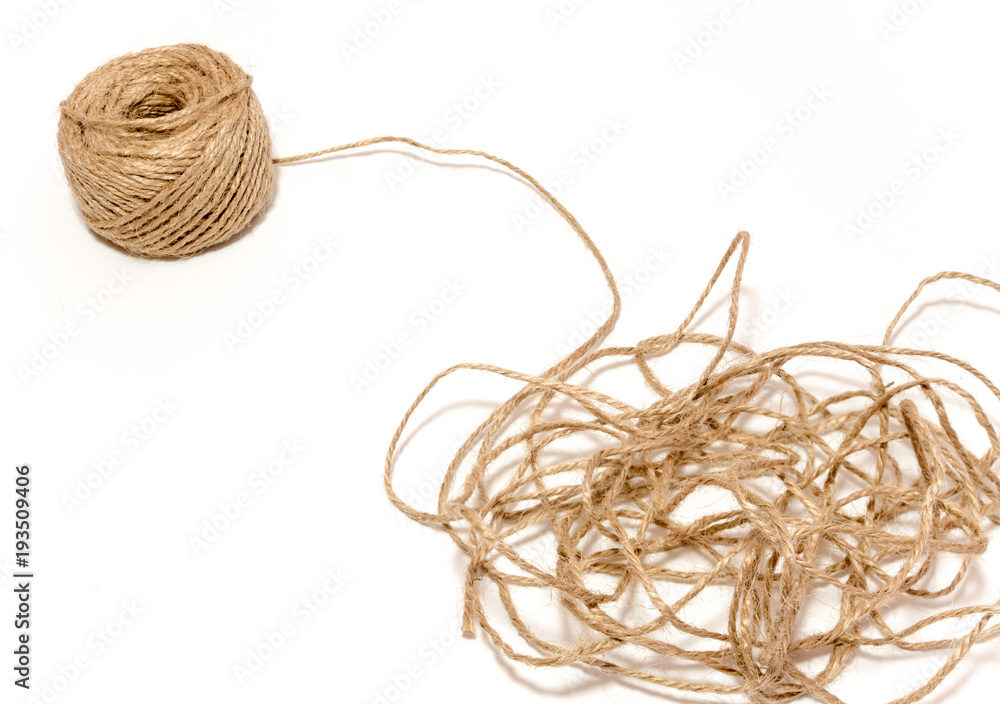 Wrapped Brown rustic hemp rope from the roll Wrapped Brown rustic hemp rope from the roll