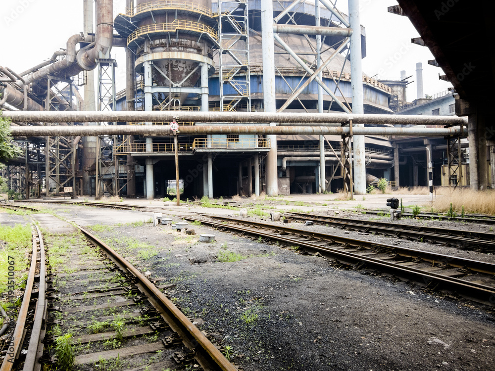 Rusted railway and abandoned steelmaking equipments, Beijing