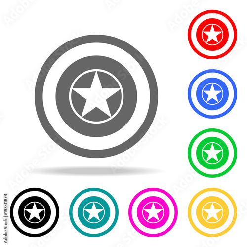 Shield with a star, superhero shield icon. Elements in multi colored icons for mobile concept and web apps. Icons for website design and development, app development